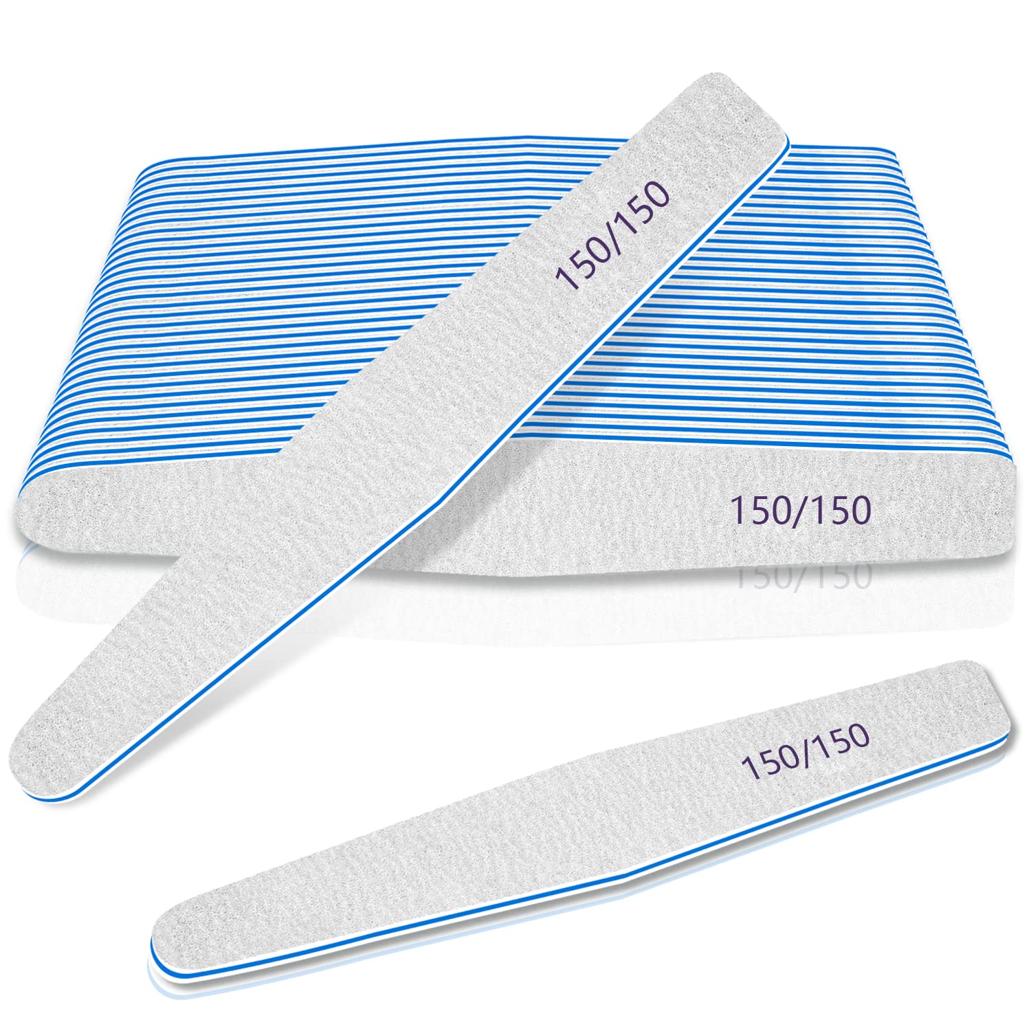 Nail Files 150/150 Grit, 12pcs Nail File for Poly Nail