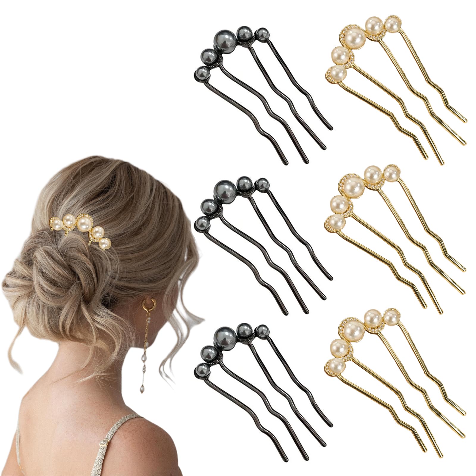 Amazon | YANHUILAY パール ヘアコーム【6個セット】夜会巻きコーム