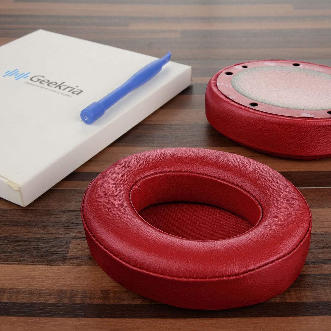 Geekria Elite Sheepskin Replacement Ear Pads Compatible with Beats Studio 3.0 (A1914), Studio 2 Wireless Headphones, Ear Cushions (Red)
