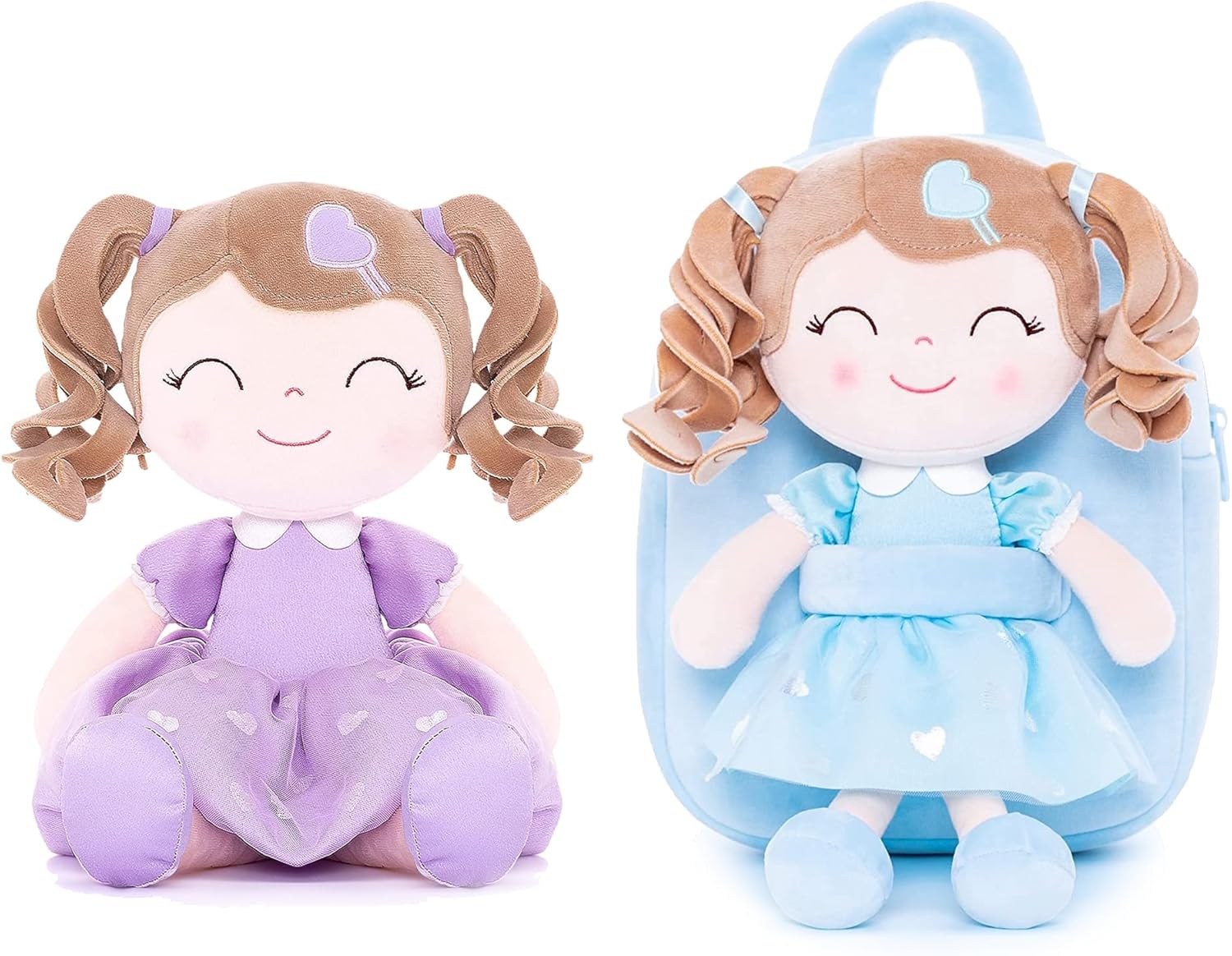 Gloveleya Kinder Rucksack Mit Puppe - Mädchen Rucksack 23cm Blau Für Kleinkinder