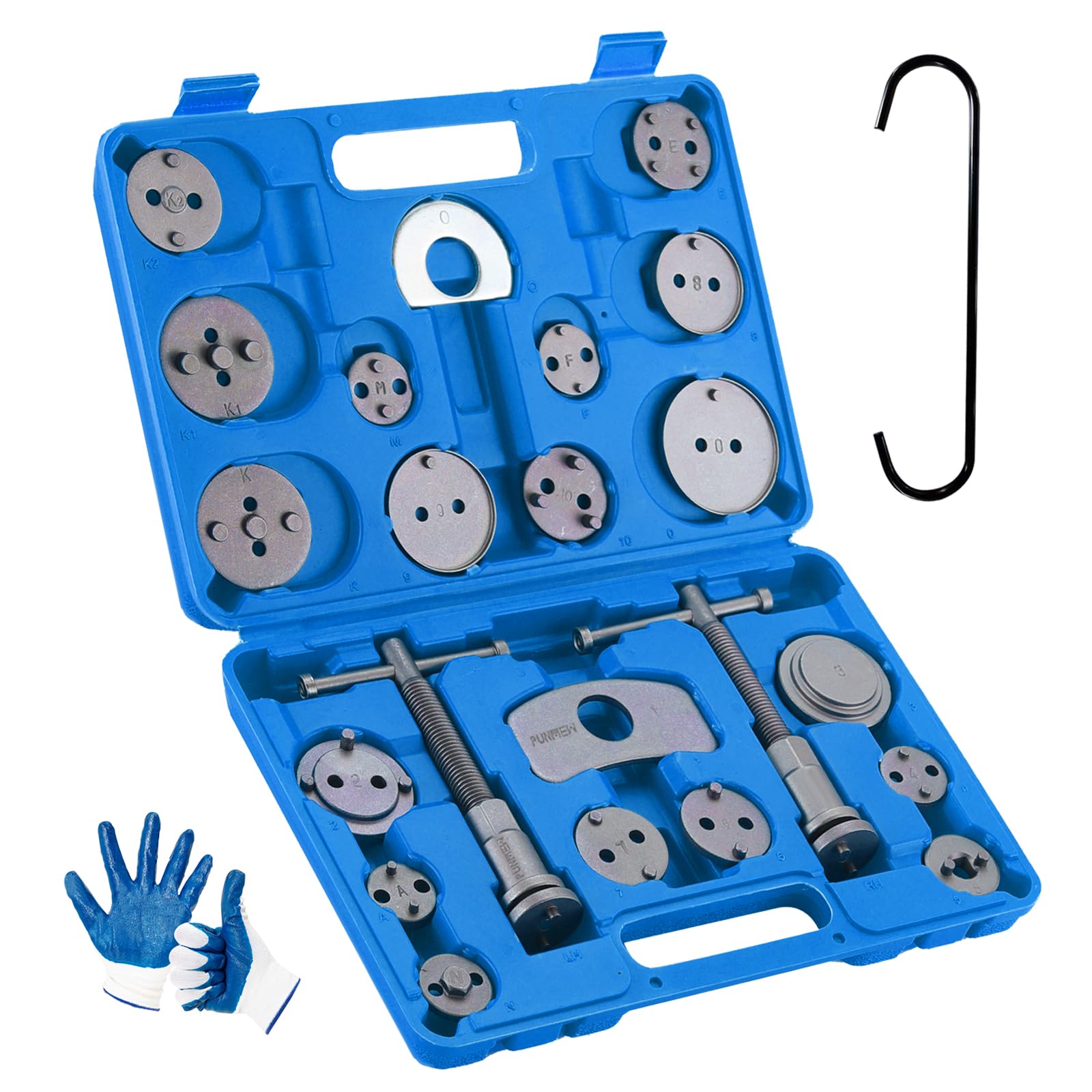 Herramienta de Pinza de Freno, 24 Piezas, Juego de Herramientas de Pinza de Freno de Disco, Herramienta de compresión de pistón, Herramienta de compresión de Pinza de Freno