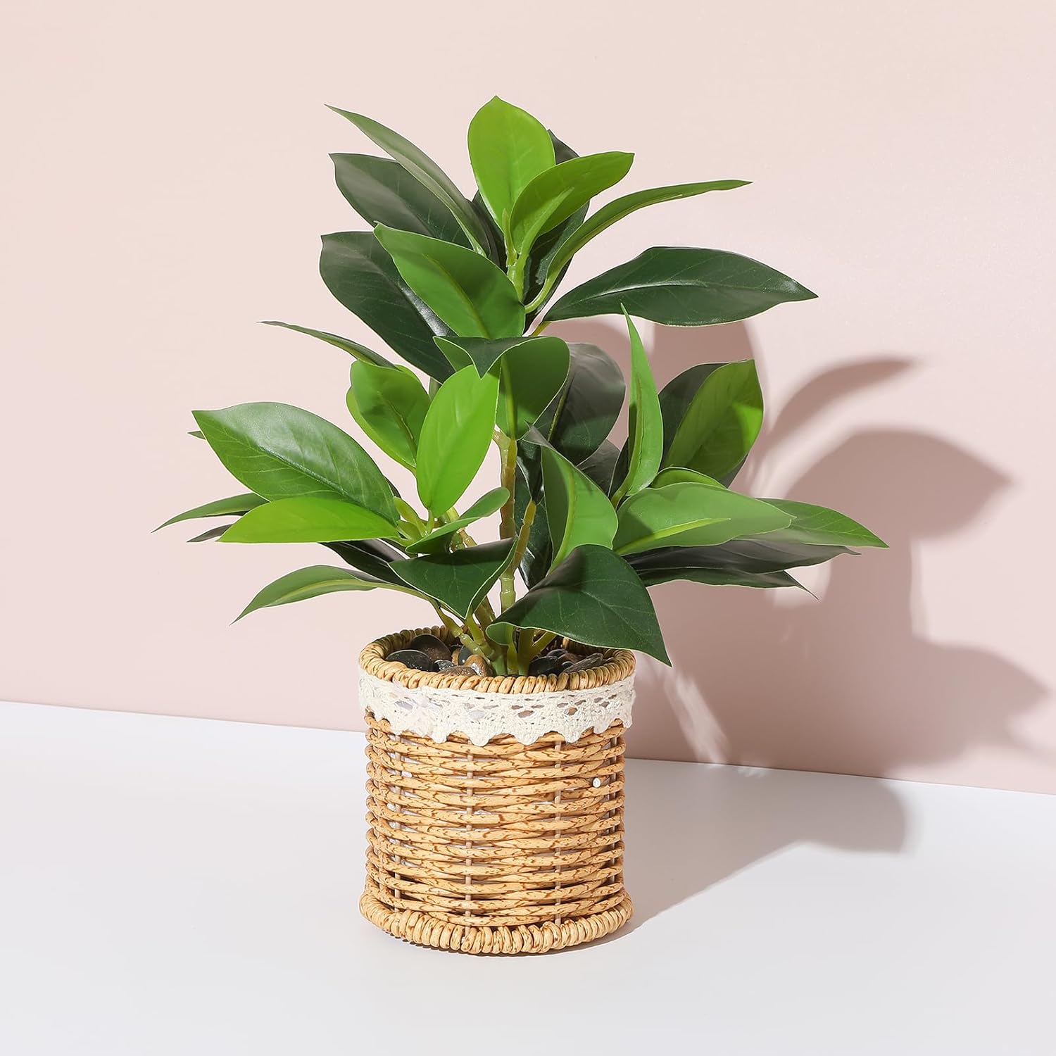 Nubry Fake Plants Artificial Potted Plants with Weaved Pot for Shelf & Table Desk | Perfect for Home Office Bathroom Farmhouse Room Coffee Table Decor 10‘’ - Image 7