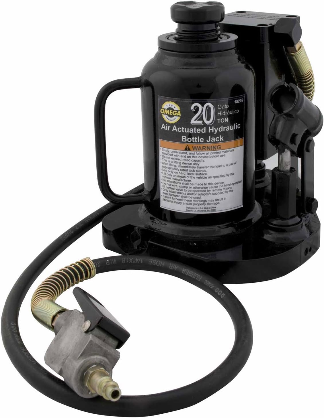 Omega 18209 Black Low Profile Hydraulic Welded Bottle Jack20 Ton