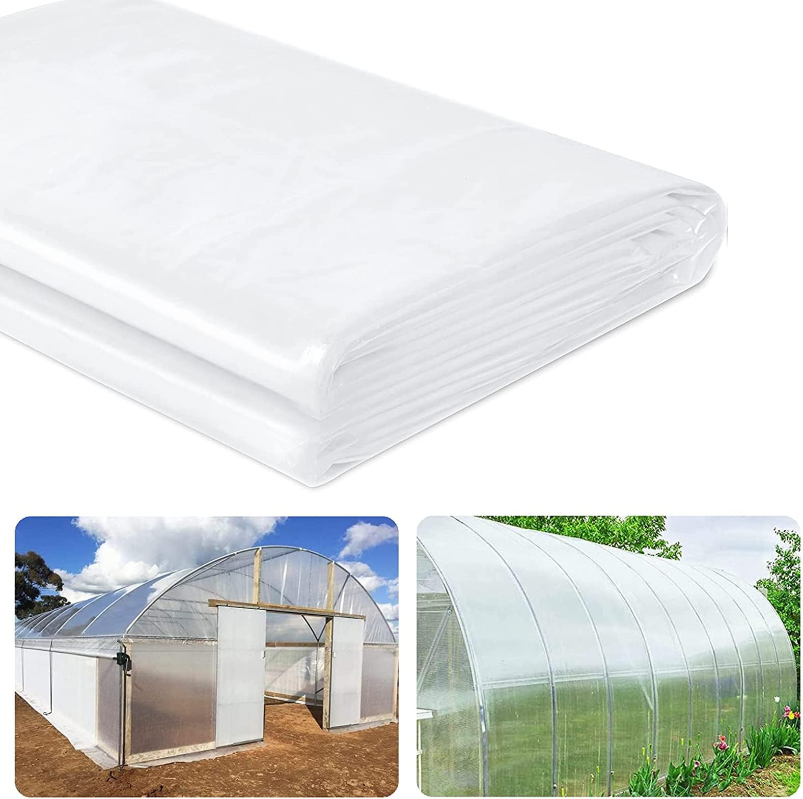 2m x 10m Heavy Duty Polythene Sheeting 125Mu/500g Extra Thick Plastic Sheeting Clear Polytunnel Cover Plastic Dust Sheet for Greenhouse, Polytunnel, Farming, Painting Work