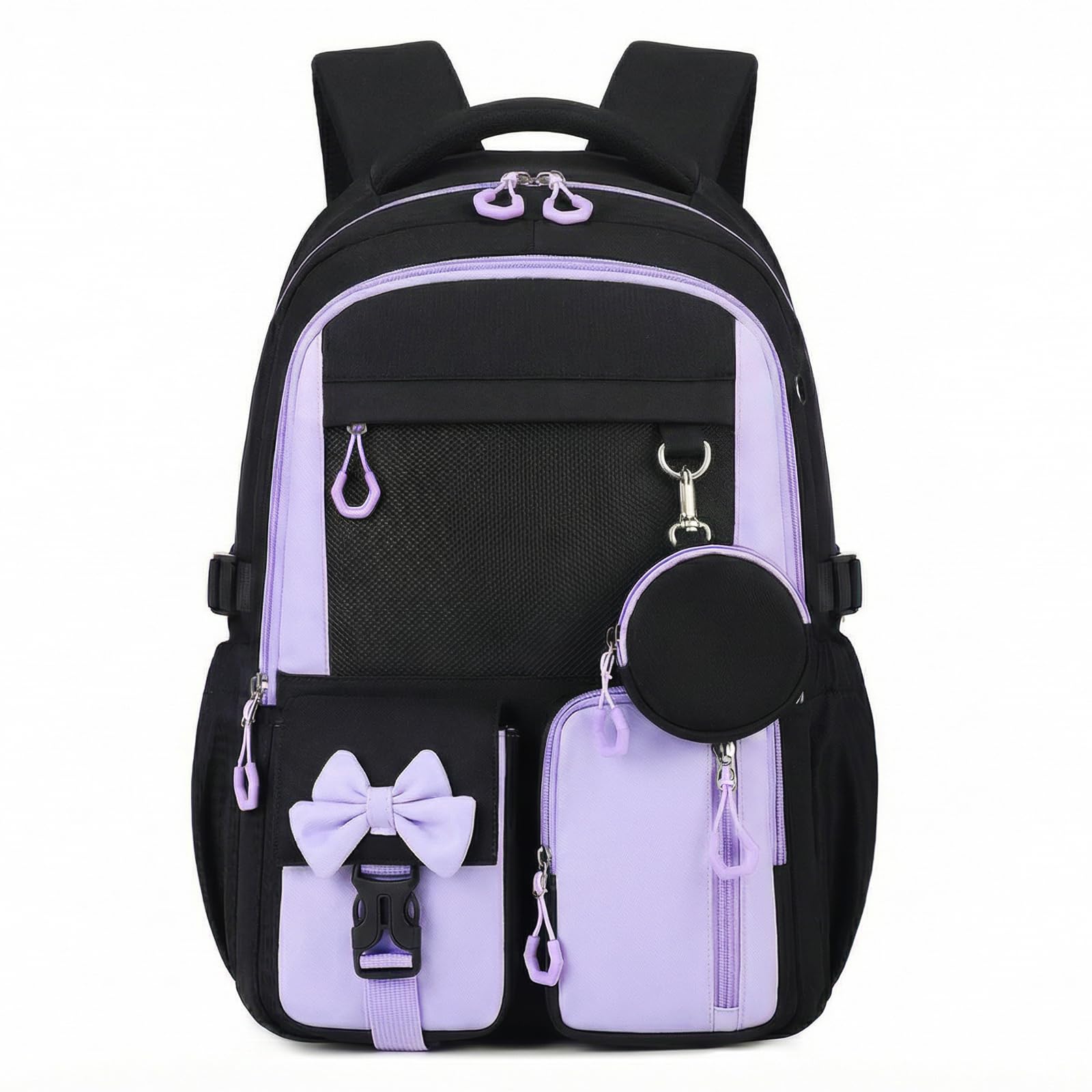 Amythe Cartable pour Filles Primaire et Collège - Sac à Dos Enfant Ergonomique avec Bandes Réfléchissantes - Sac D'école Fille CE2 CM1 CM2 Imperméable Léger pour École Voyage -Violet