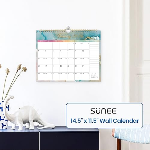 Vista 17 de SUNEE Calendario 2026 de pared de 18 meses, octubre de 2025 a marzo de 2027, calendario colgante grande de 12 x 17 pulgadas 2026 con notas, mes CUTE