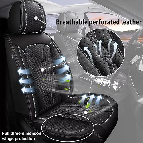 Miniatura 5 de 2 fundas de asiento delantero de automóvil para Nissan Versa 2009-2023, de piel sintética, transpirable, impermeable, fundas de asiento Versa