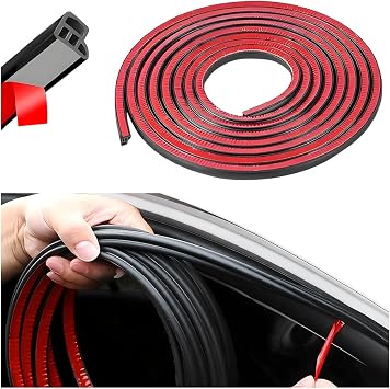 Car Door Seal Strip, 52.5FT Double Layer Rubber Noise Insulation Vehicle Weather Stripping, Self-Adhesive Soundproof Auto Door Window Seal Strip, Universal for RV Truck Sedan
