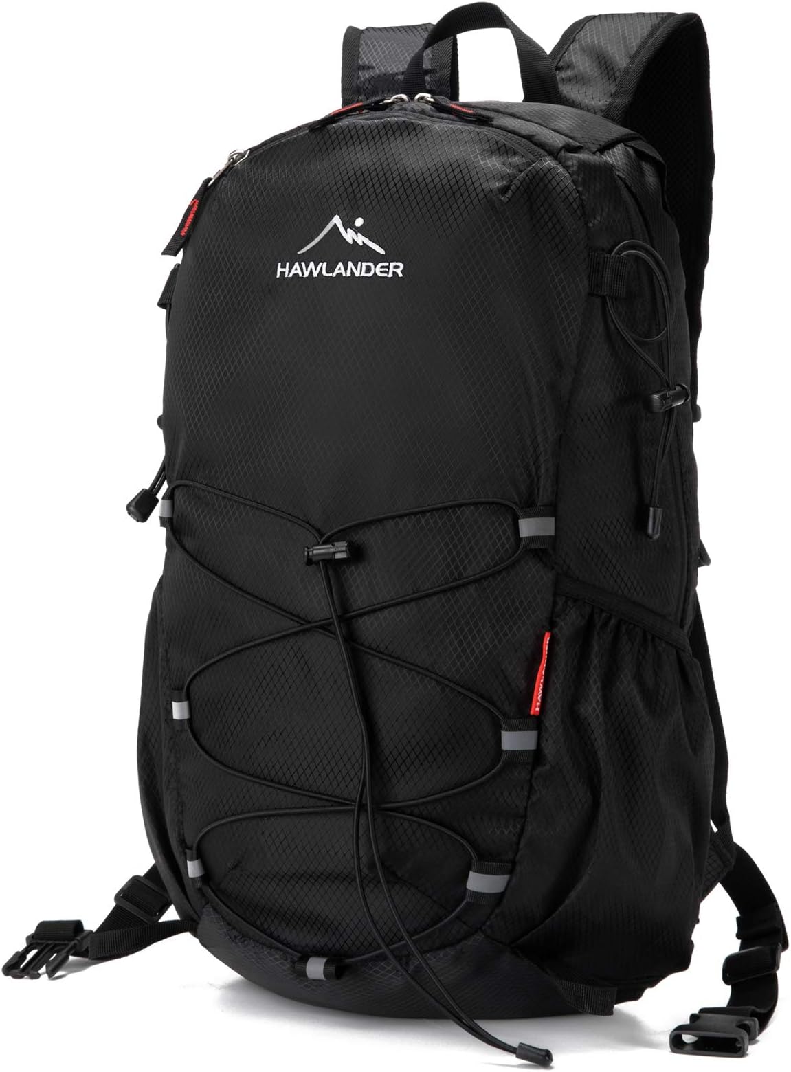 HawLander Packable Hiking Backpack Foldable Day pack for Travel, Black, Large 40L