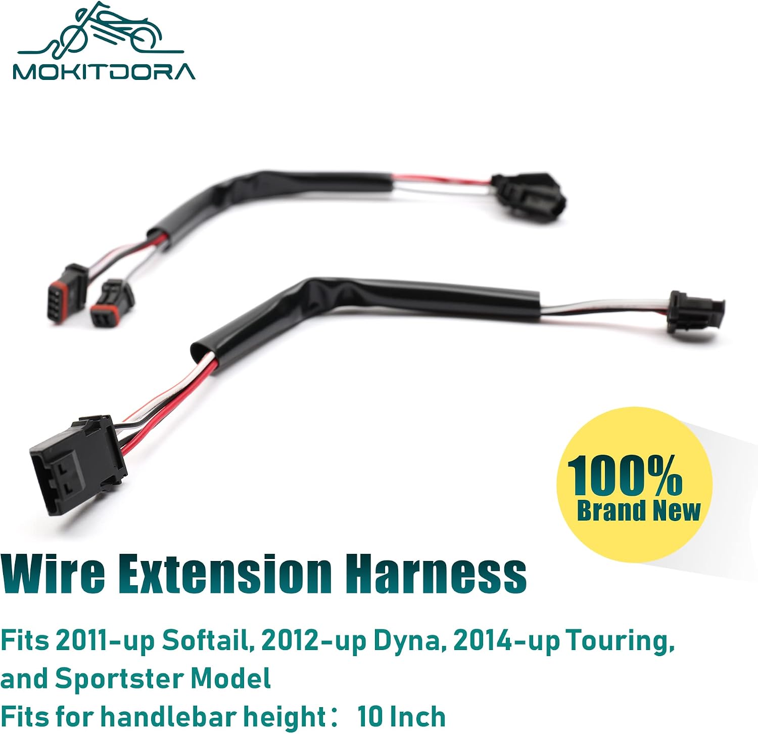 MoKitDora Handlebar Extended Wire Harness CAN-Bus Switch Wiring for Harley Softail Touring Dyna Sportster Models 10 Inch