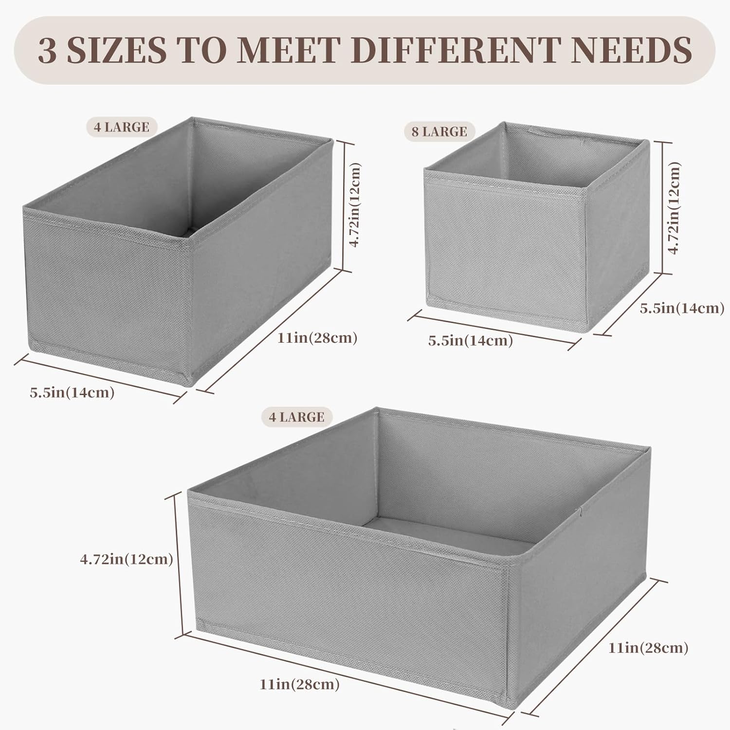Drawer Organizer Clothes, 16 Pack Dresser Organizer Bins, Foldable Closet Organizers and Storage Fabric Dresser Bins, Shallow Drawer Dividers for Clothing, Underwears, Socks, Tie