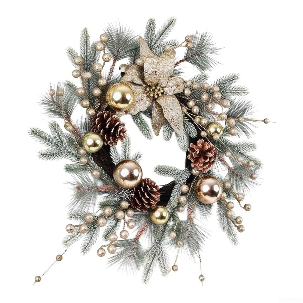 para corona de Navidad Artificial 50cm con Bolas para champagne
