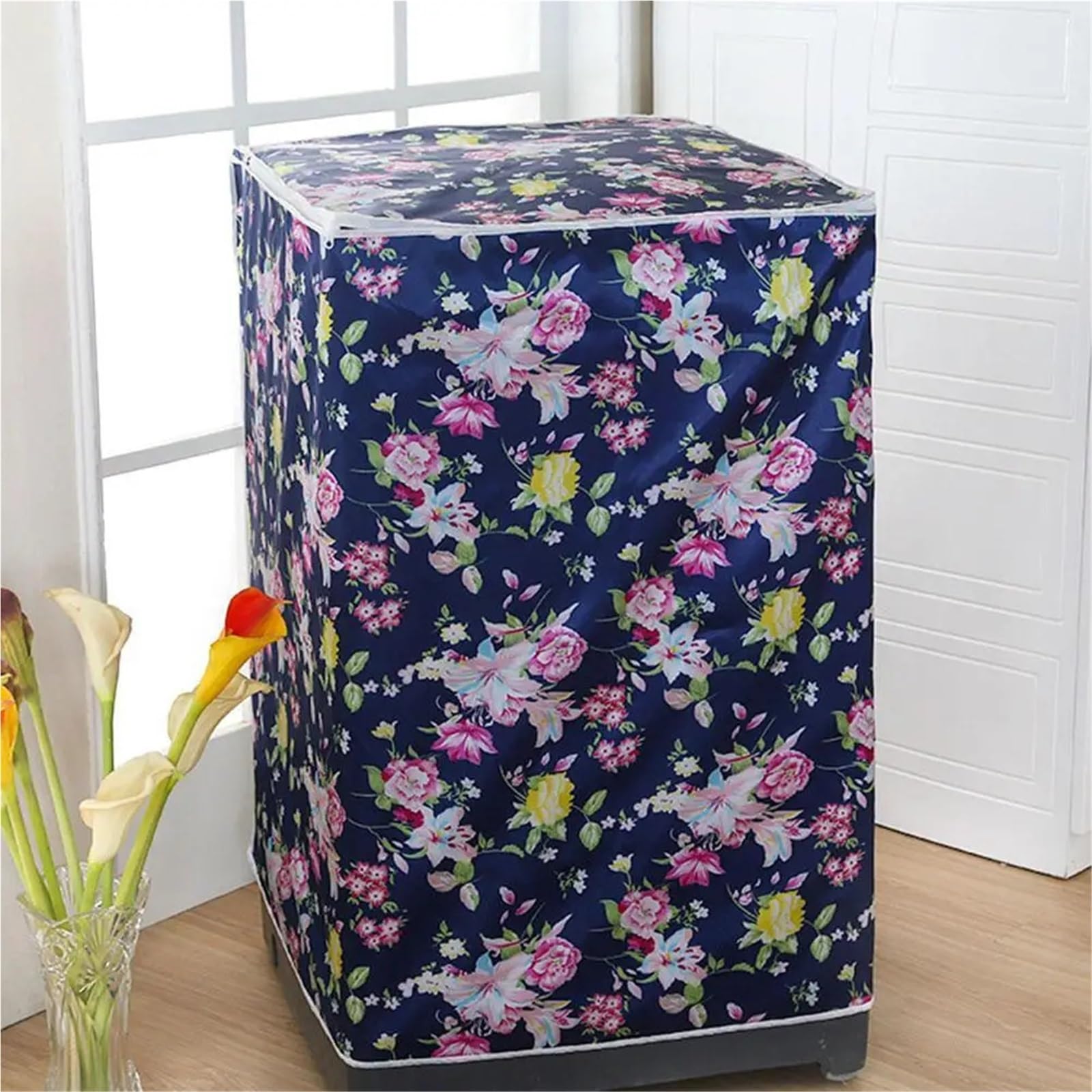 2 pezzi di copertura for lavatrice impermeabile resistente al sole, cerniere, for asciugatrice, forniture for la casa per Interno(Pink A)