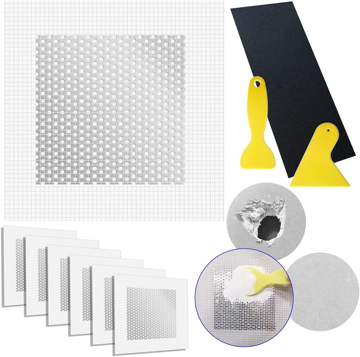 Ansoon Aluminum Drywall Repair Patch Kit Self Adhesive Wall Repair Patch Mesh with Grit
