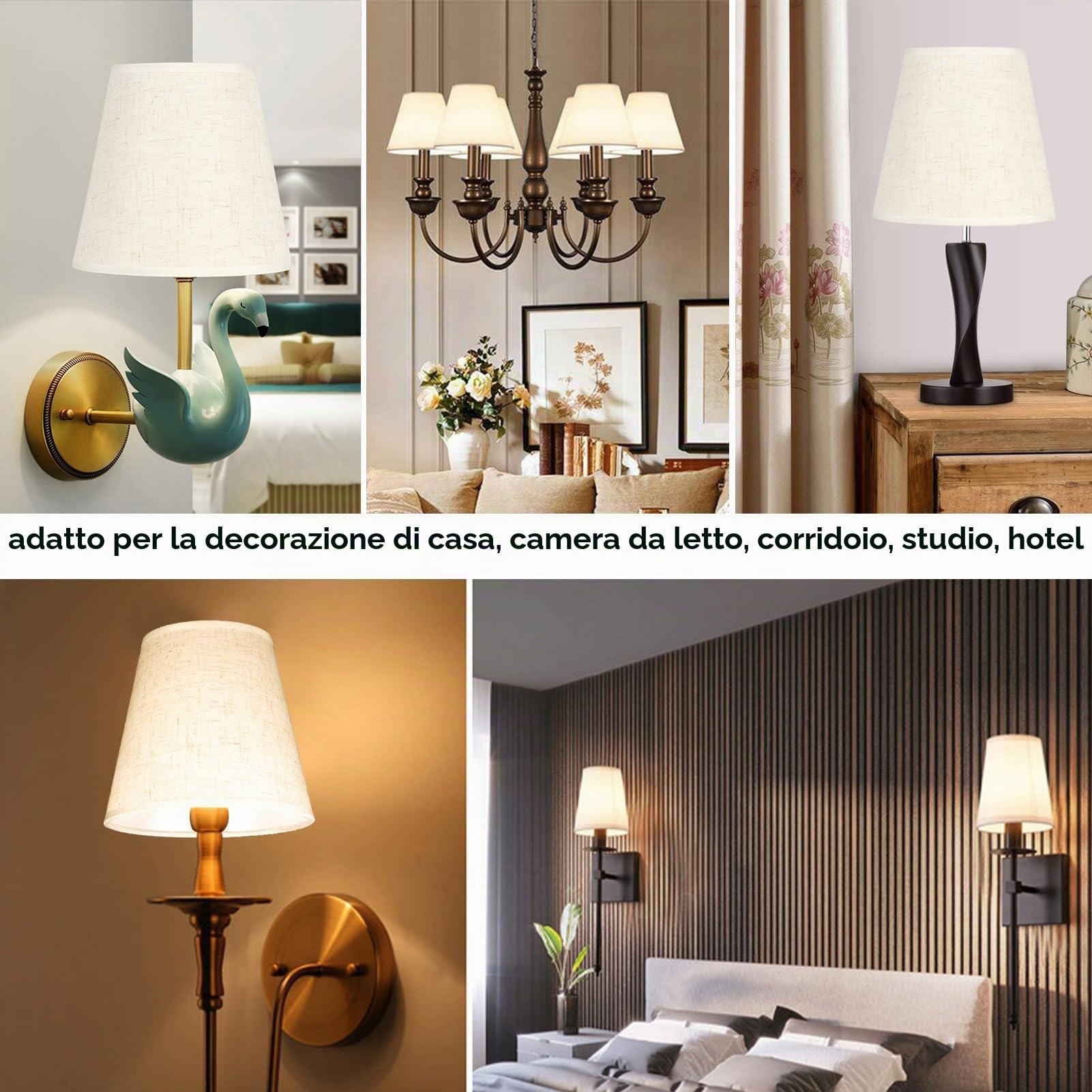 6 Pezzi Paralumi in tessuto con Clip, Clip On Lampadario Paralumi per Candela Lampadario di Cristallo, 3,5 x 5,2 x 5,5 pollici