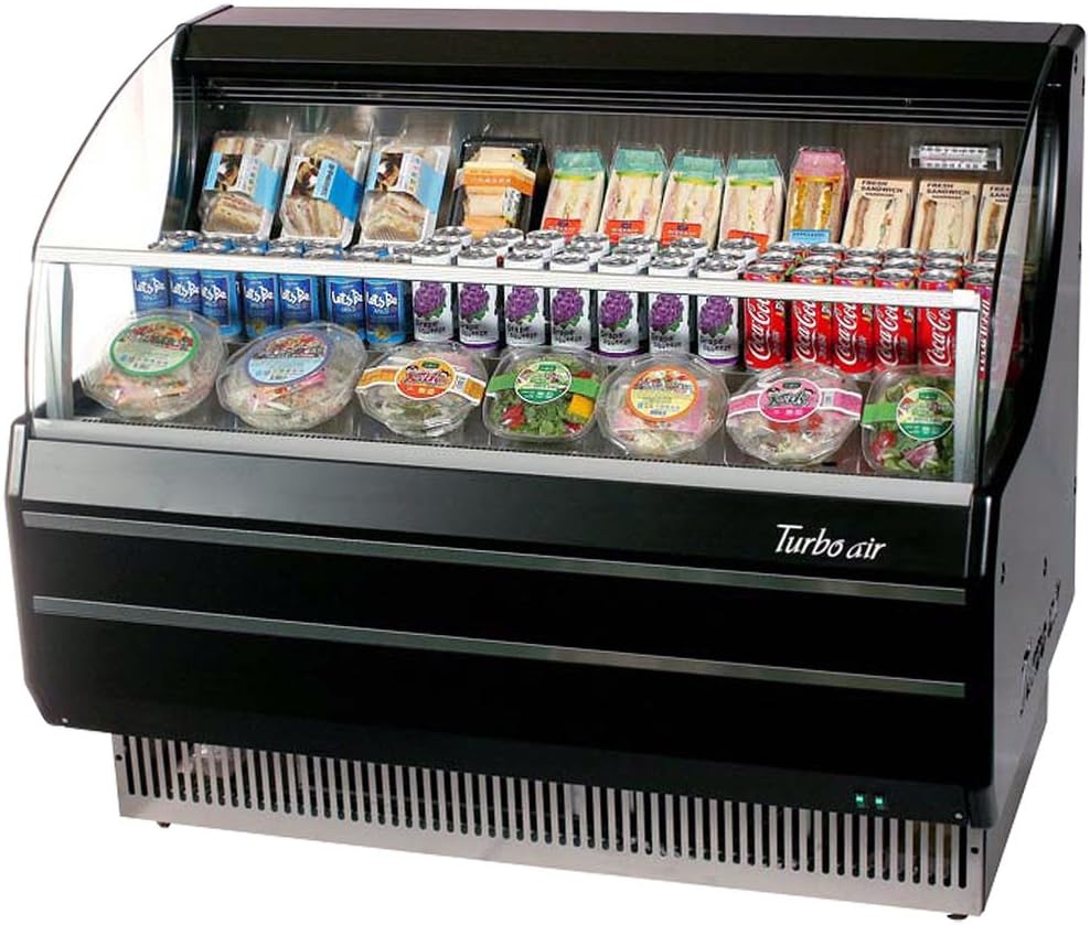 TOM50SB 50 Open Display Merchandiser with Modern Design Environmental Friendly Refrigeration System Glass Sides Anti-Rust Coating High Density PU Insulation and Improved Air Flow: Black