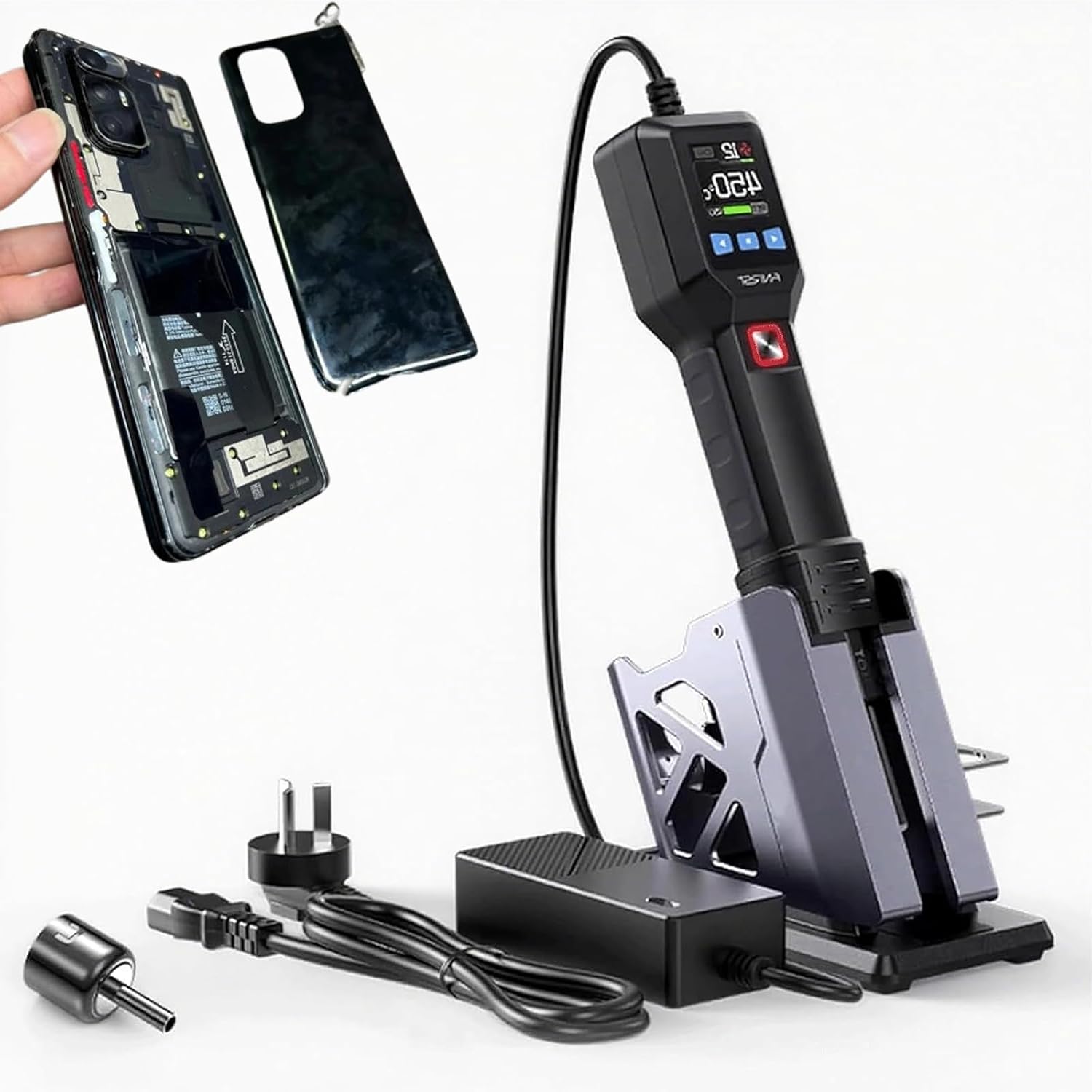 Hot Air Small Desoldering Station 550W Mini Smart Soldering Heat Gun Air Volume 1-20 Levels Adjustable with 1