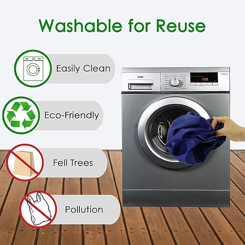 Vista 65 de BeeGreen Bolsas para comestibles, lavables a máquina, paquete de 12 bolsas extragrandes reutilizables, resistentes, plegables con banda Moss Marrs