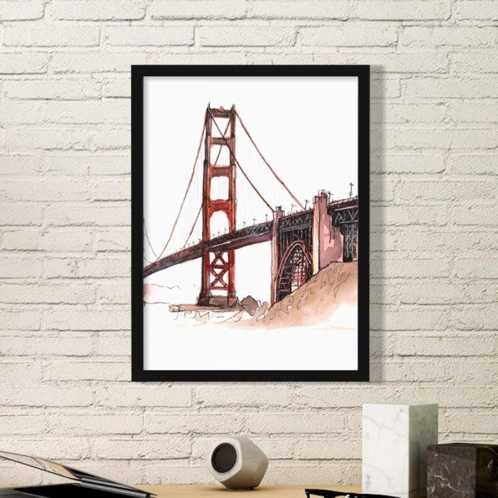 Cadre photo Golden Gate Bridge noir moyen sticker mural peinture art imprime