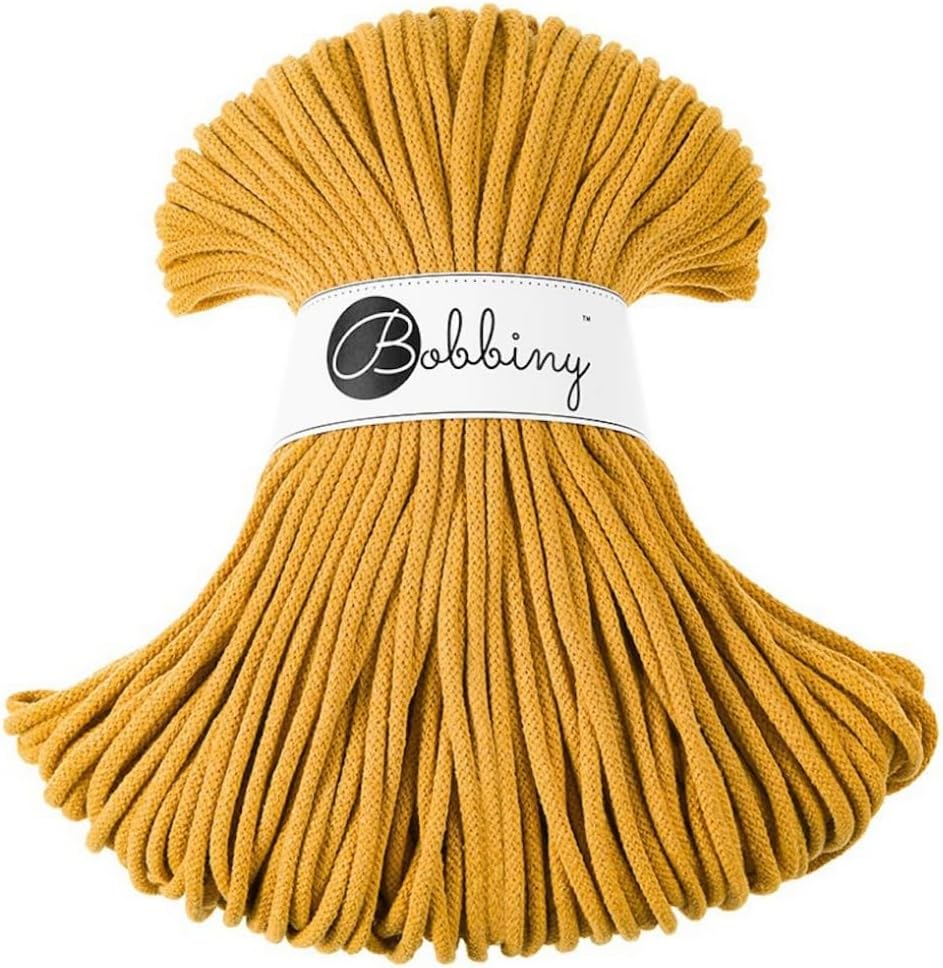 Premium 5mm Braided Macrame Cord (Mustard) 108yds/330ft (100% Recycled Cotton)
