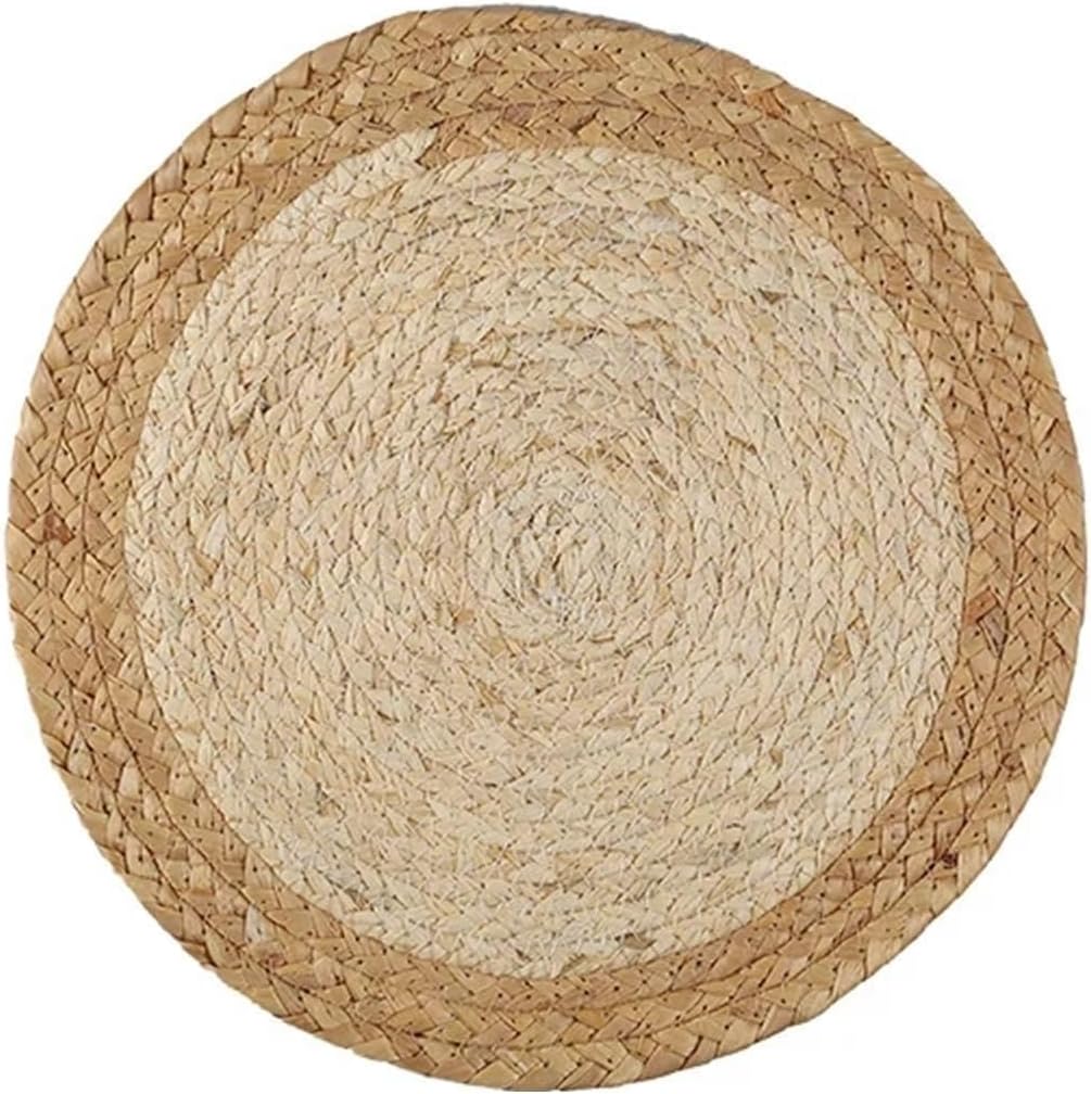 1pcs Round Woven Placemats Plate Chargers Water Hyacinth Place Mats for Dinner Plates, Rattan Wicker Braided Table Mat