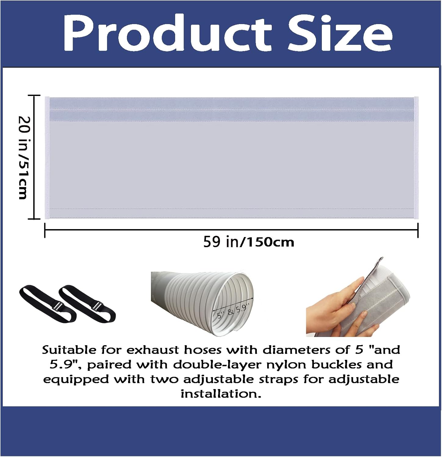 Air Conditioner Hose Cover Wrap - Portable Air Conditioner Hose Cover Wrap, Insulated AC Hose Duct Vent Cover Sleeve for 5" and 5.9" Diameter Exhaust Hoses Tube