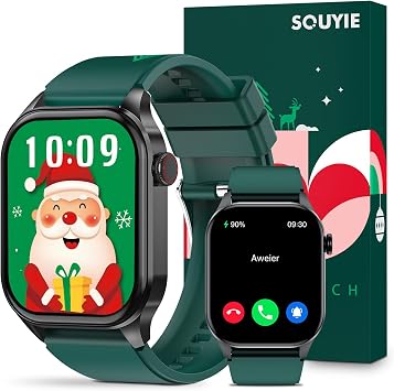 SOUYIE 2025 Christmas Theme Smart Watch for Men Women Android iPhone, with Bluetooth CallAnswer/Make Call, 2.04" Fitness Tracker IP68 Waterproof, 136+ Sports, Heart Rate Blood Oxygen Sleep Monitor