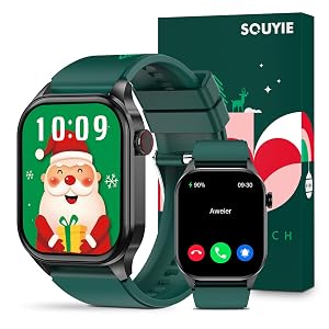 SOUYIE 2025 Christmas Theme Smart Watch for Men Women Android iPhone with Bluetooth Call Answer Make Call 2