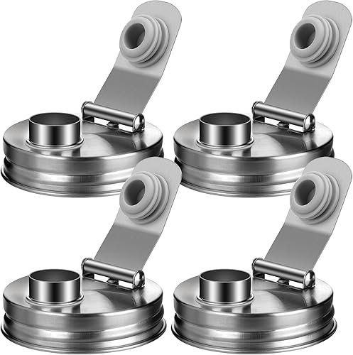 Miniatura 15 de Tapa de Pico Vertedor para Frasco Mason de Acero Inoxidable con Mango, Tapas de Pico Vertedor Abatible de Boca Ancha para Frascos Mason, Cubierta de