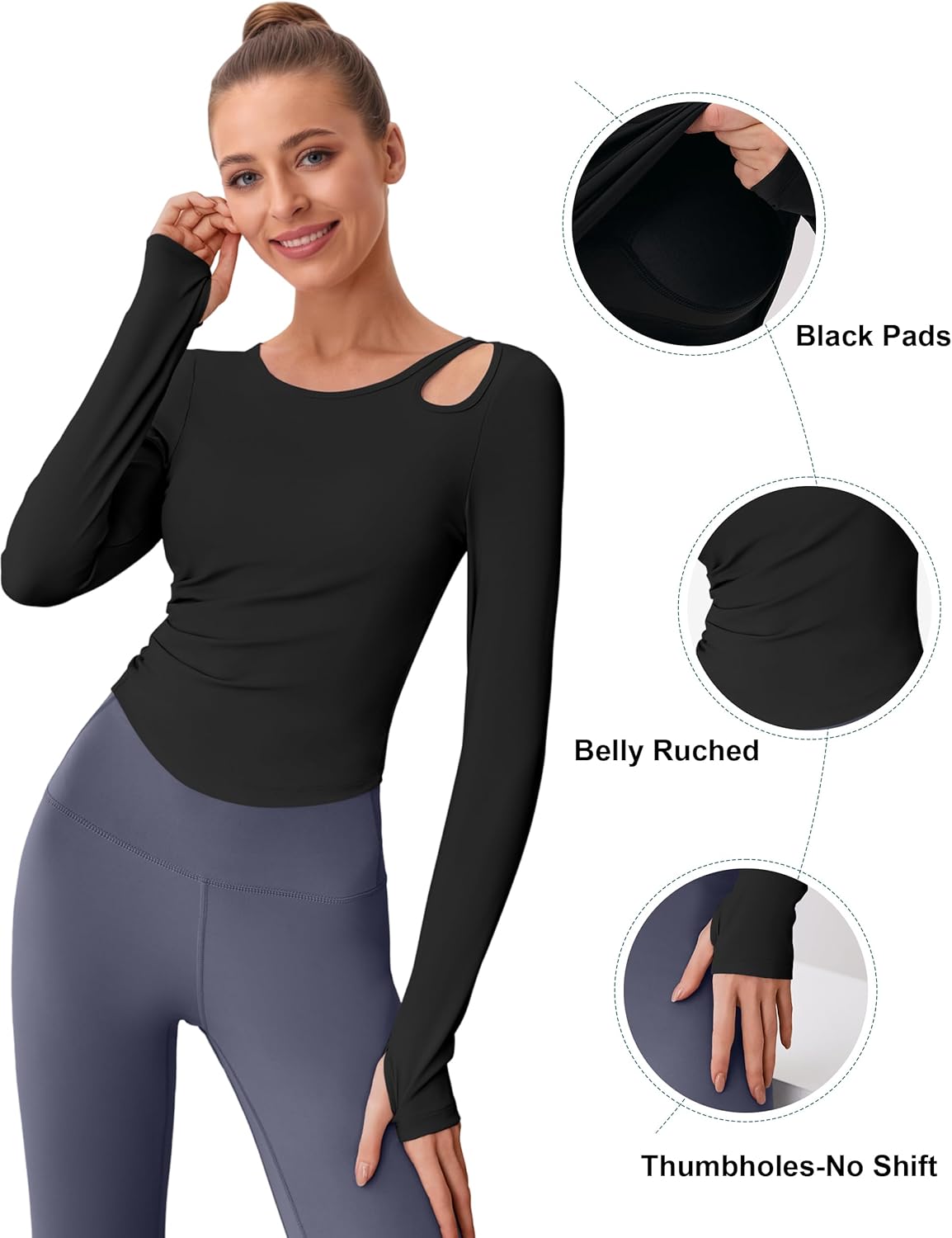 BMJL Womens Workout Tops Built in Bra Active Long Sleeve T Shirt Yoga Athletic Gym Clothes Crop Fall Shirts 2025 - Image 4