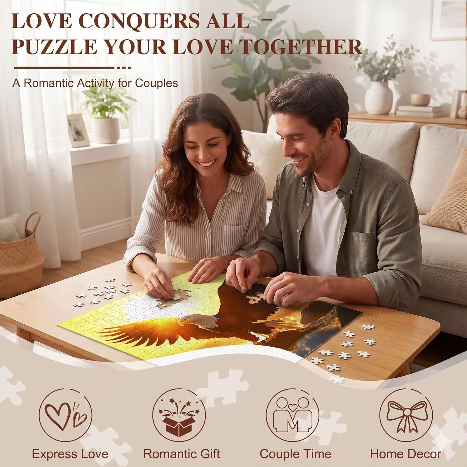 paesaggio Tramonto Puzzle 1000 Pezzi per Adulti, Puzzle in Legno - Collezione Classica con Poster Incluso - Sfida di Concentrazione e Passatempo Antistress, Gioco per Famiglia, 75 x 50 cm f0-509