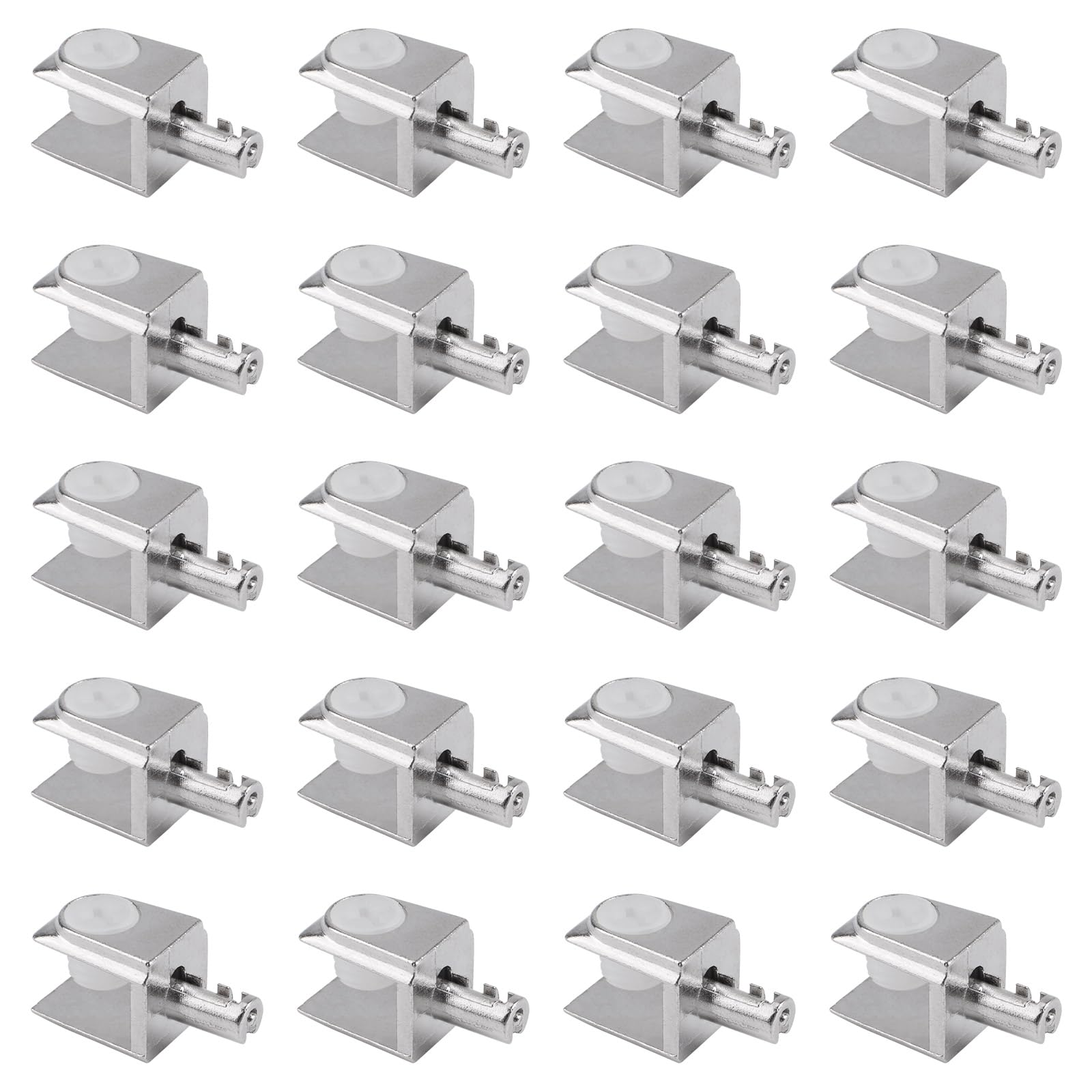 UFURMATE - 20 Pieces Glass Shelf Brackets Wall Shelf Brackets Adjustable Frameless Polished Zinc Alloy Trapezoid Glass Shelf Brackets with Pin for 5-8mm Thick Glass