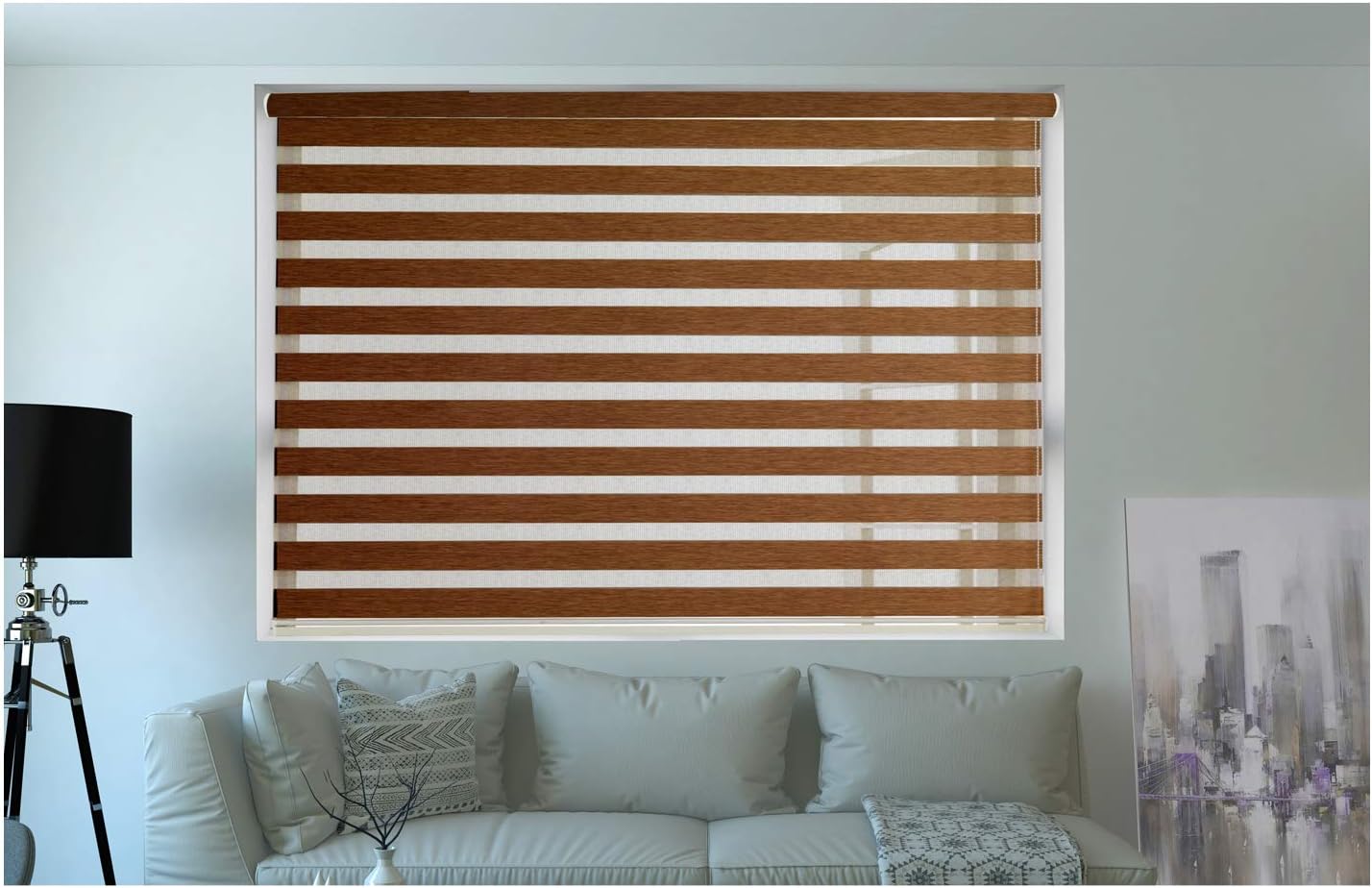 Zebra Wooden Blinds for Windows or Outdoor Decor of The Home (Brown)