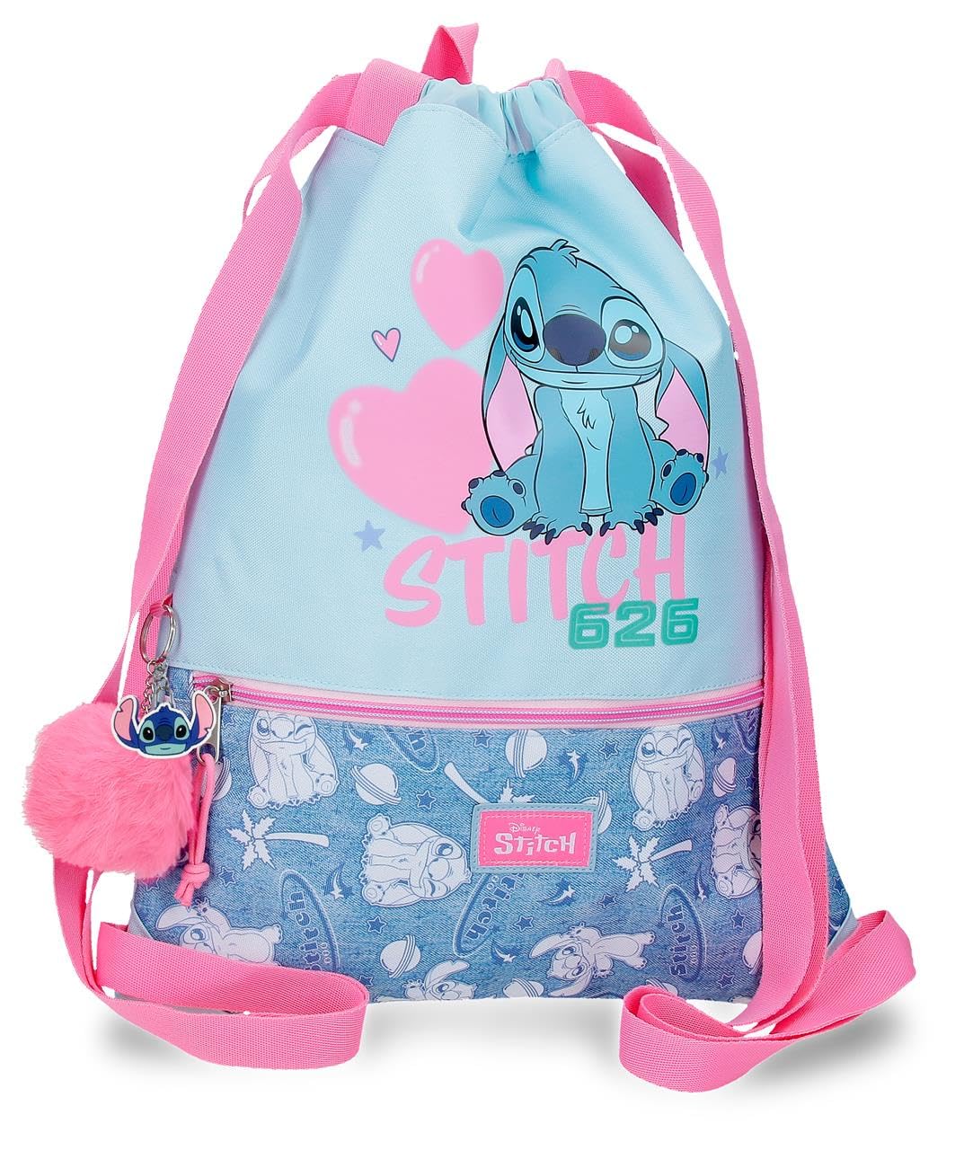 Joumma Disney Stitch Hearts Blue Zip Sack Backpack 35x46x1 cm Polyester