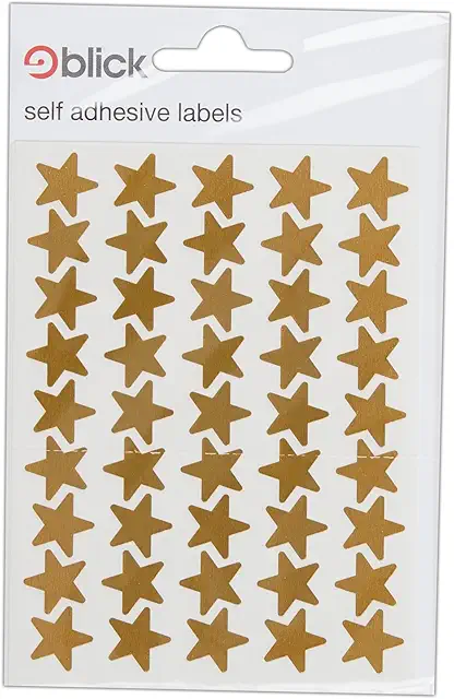 Guldstjärnor Klistermärken - Metallic Gold Self-Adhesive Stickers Stars 14mm 135 Labels