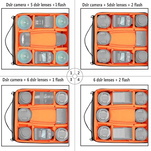 Miniatura 4 de Neewer Bolsa de protección acolchada para cámara de división flexible para cámaras y lentes SLR DSLR sin espejo, luz de flash, disparador de radio,