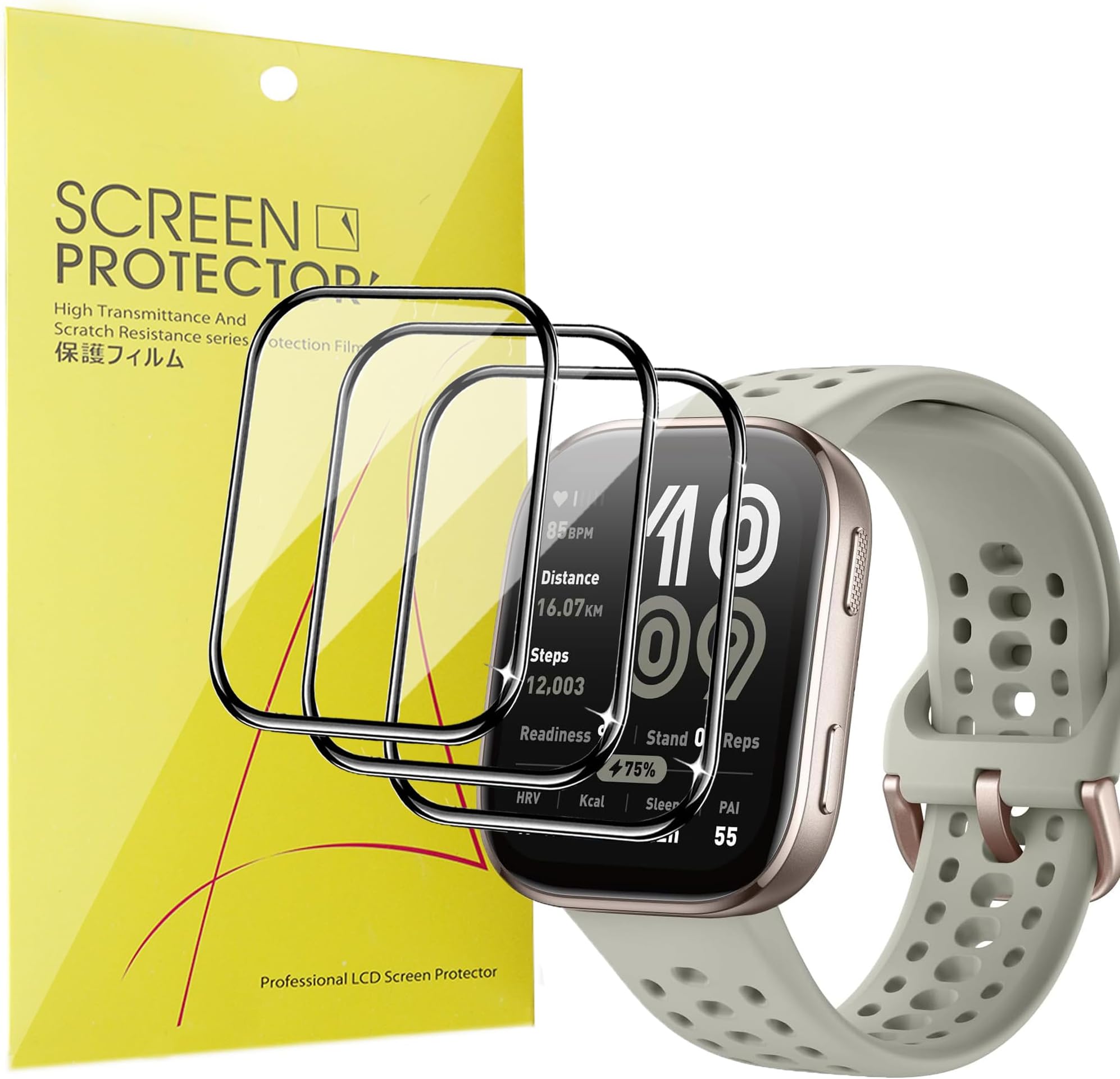 Lamshaw Compatible for Amazfit Bip 6 Screen Protector, [3 Pack] 3D Full Coverage PET Screen Protector Film Compatible for Amazfit Bip 6 Smart Watch 46mm (3 Pack)