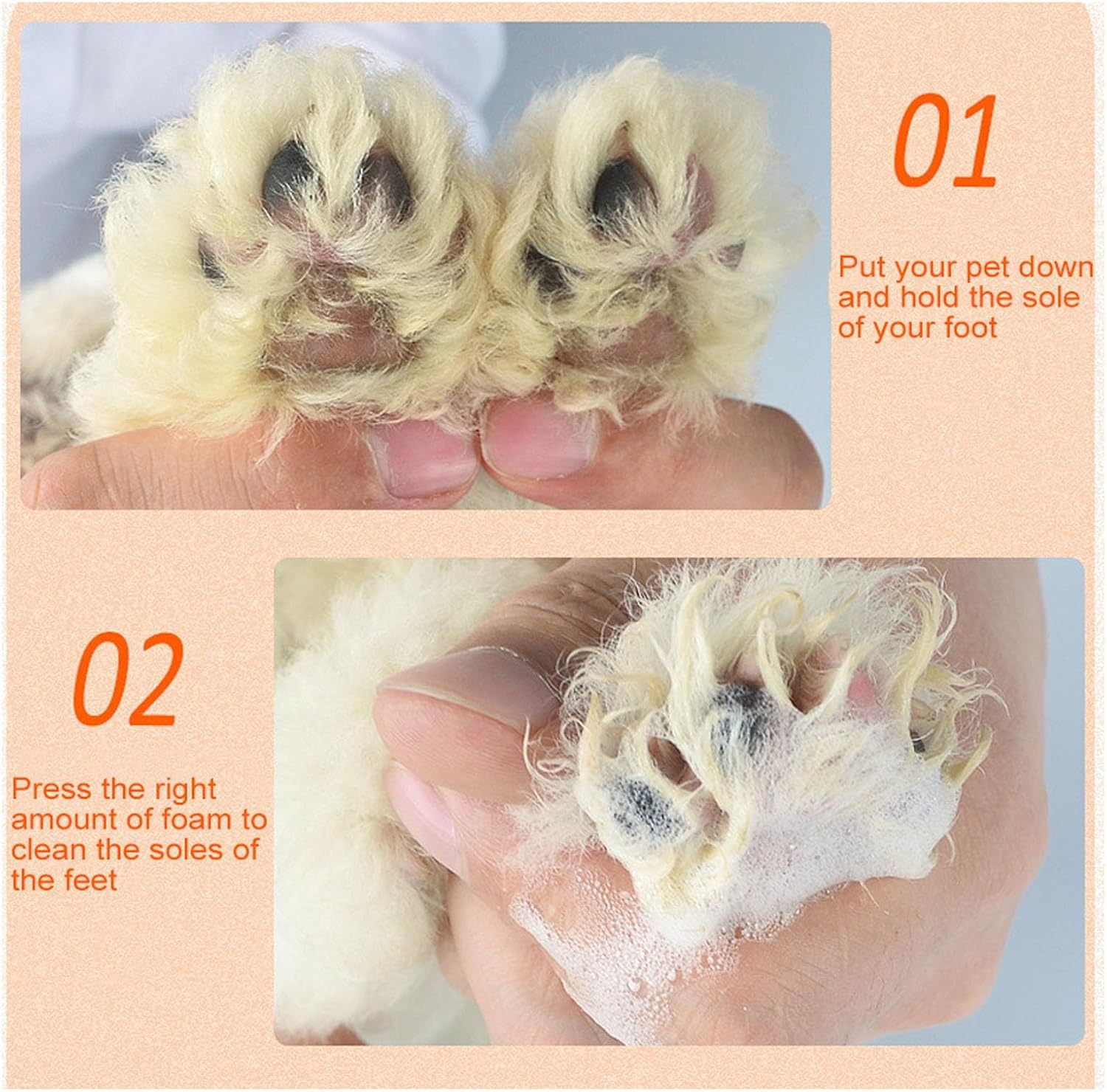 Pfotenreiniger, Haustier Fu?reinigungsschaum Wasserloses Haustier Shampoo mit Silikonb¨¹rste f¨¹r Hunde Katzen F¨¹?e Reinigung