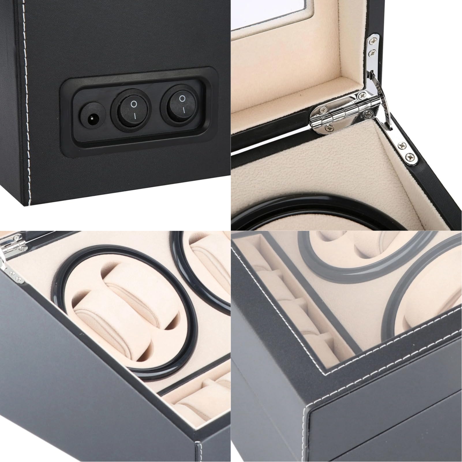 Greensen Coffret Remontoir Automatique pour Montres – Boîtier de Rangement avec Support Tournant Silencieux pour 4 à 6 Montres, Design Noir Élégant et Compact