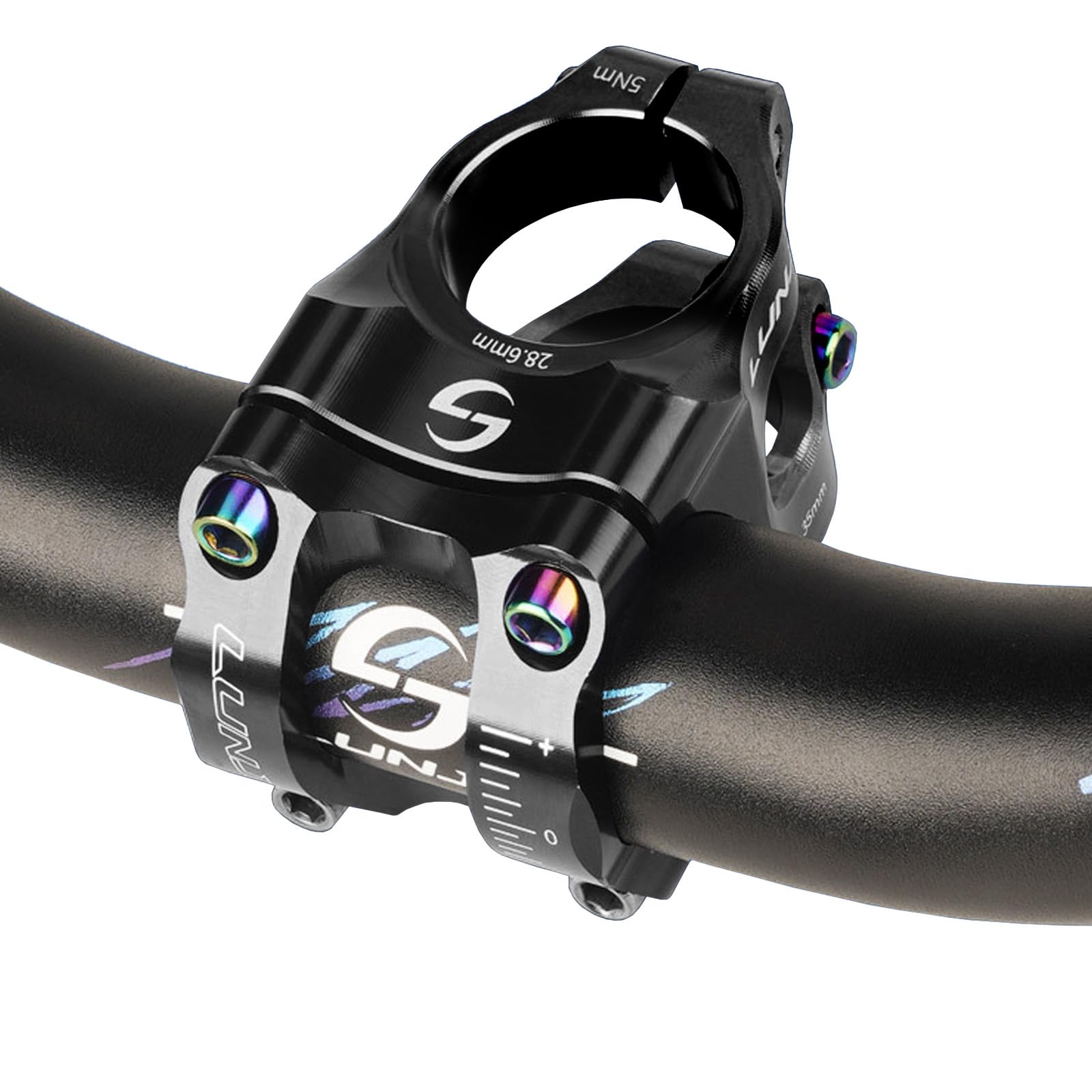 CNC aluminum alloy mountain bike handlebar, high-strength hollow short stem, suitable for most bicycles, road bikes, mountain bikes, BMX bikes, fixed gear bikes, downhill bikes (Black)