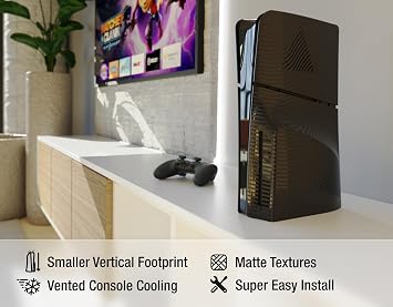StealthPlates v2.0 Low-Profile PS5 Slim Cooling Vent Faceplate for PlayStation 5 Slim Console, Replacement Matte Shell Accessories, High Strength ABS, Vented, Precise Fit (Black Disc)