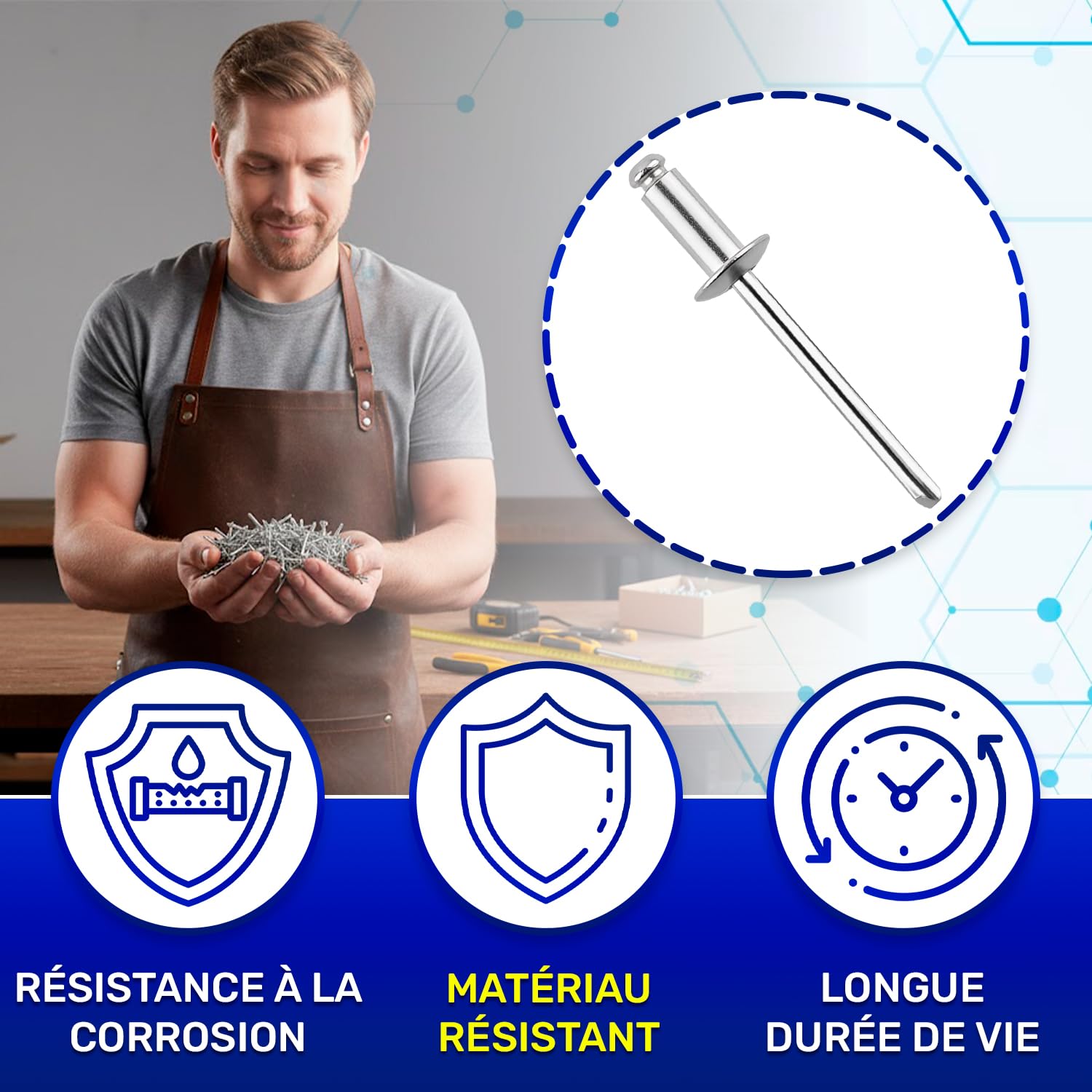 Lot de 250 Pièces Rivet Pop Ø 4,8x28 mm - Trou pour Montage des Rivets Pop Ø 5 mm Plage de Serrage 23,5-25,5 mm - les Rivets sont Fabriqués en Aluminium et en Acier - MONTERAL