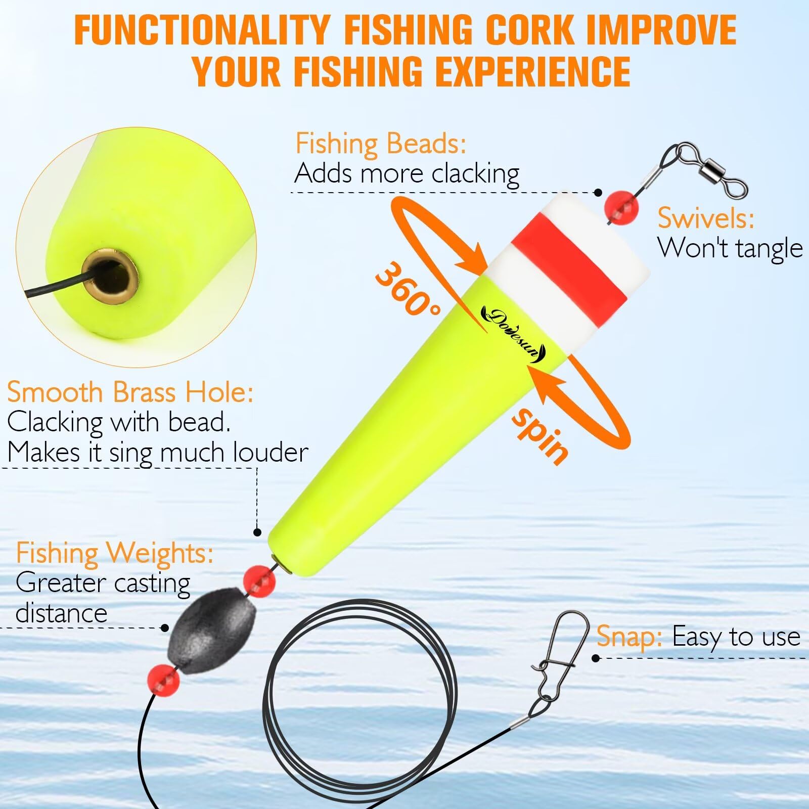 Snapklik.com : Popping Cork Weighted Fishing Bobbers Floats Fishing ...