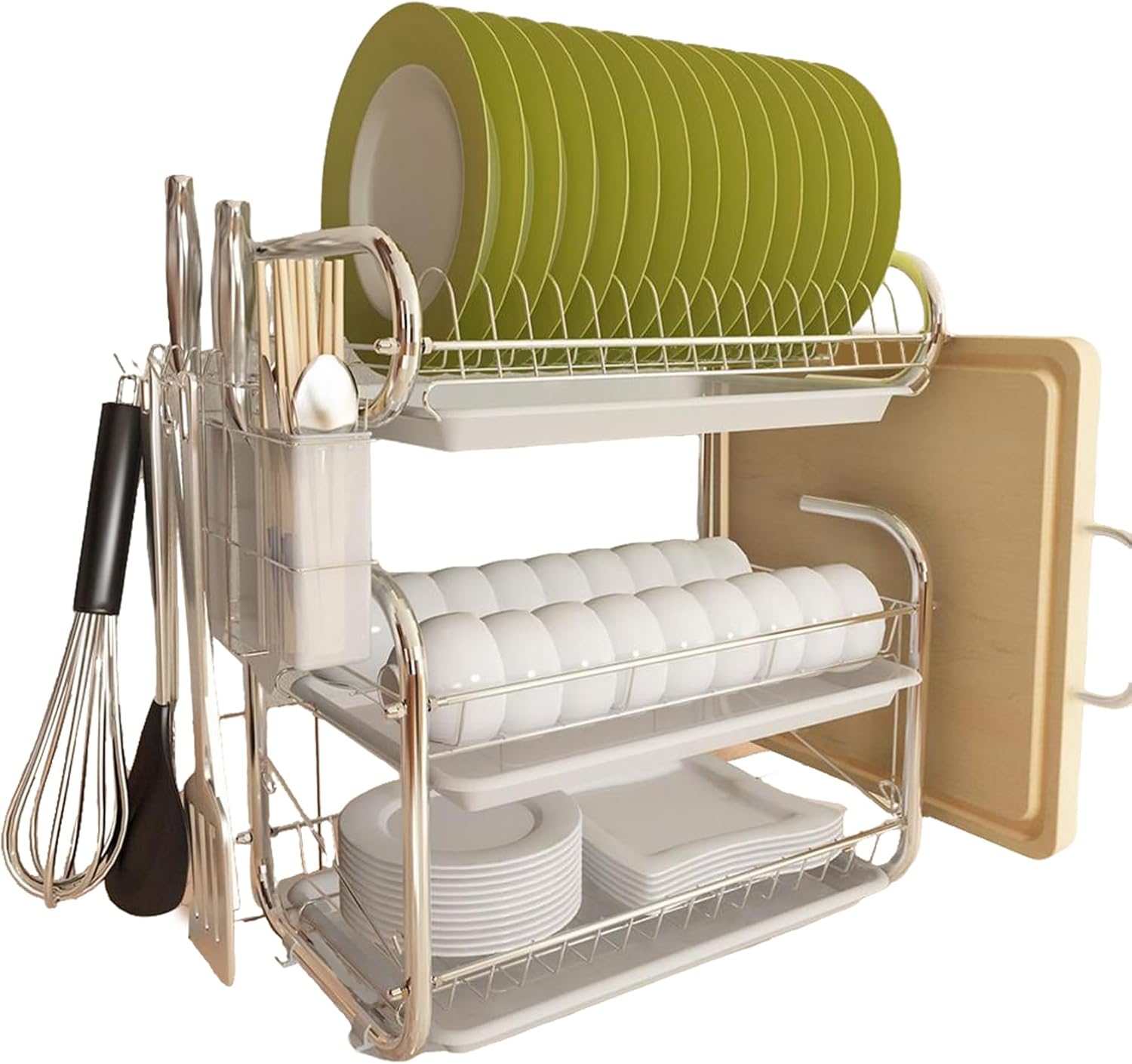 Large Dish Drying Rack 3 Tiers Countertop Kitchen Organizer Shelf