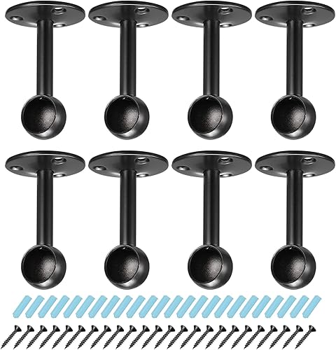uxcell Soportes de montaje en techo de barra con tornillos, soporte de barra de cortina de ducha de acero inoxidable de 0.65 pulgadas, soportes de