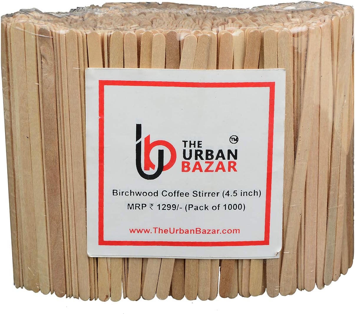 THE URBAN BAZAR Birchwood eco Friendly and bio degradable Coffee/Beverage Stirrer 4.5 inches Round end (Pack of 1000)