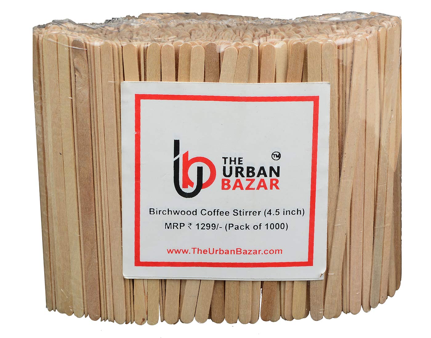 THE URBAN BAZAR Birchwood eco Friendly and bio degradable Coffee/Beverage Stirrer 4.5 inches Round end (Pack of 1000)