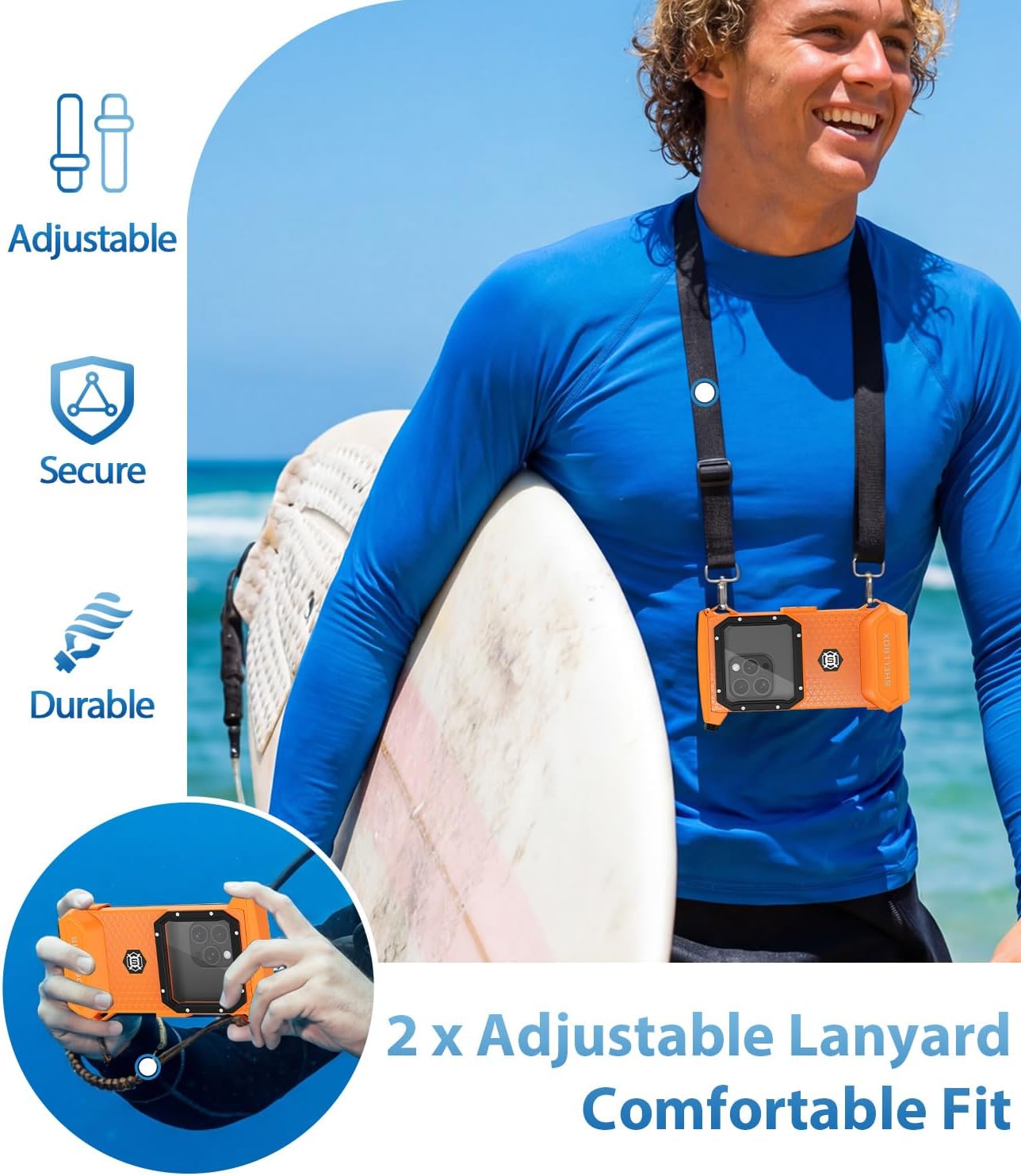 Underwater Phone Case for Snorkeling - Waterproof Touchscreen Diving Housing, Universal Underwater Phone Case for iPhone 16/15/14/13 Pro Max Samsung Galaxy S26/S25/S24 Ultra Up to 6.9'' (Orange)