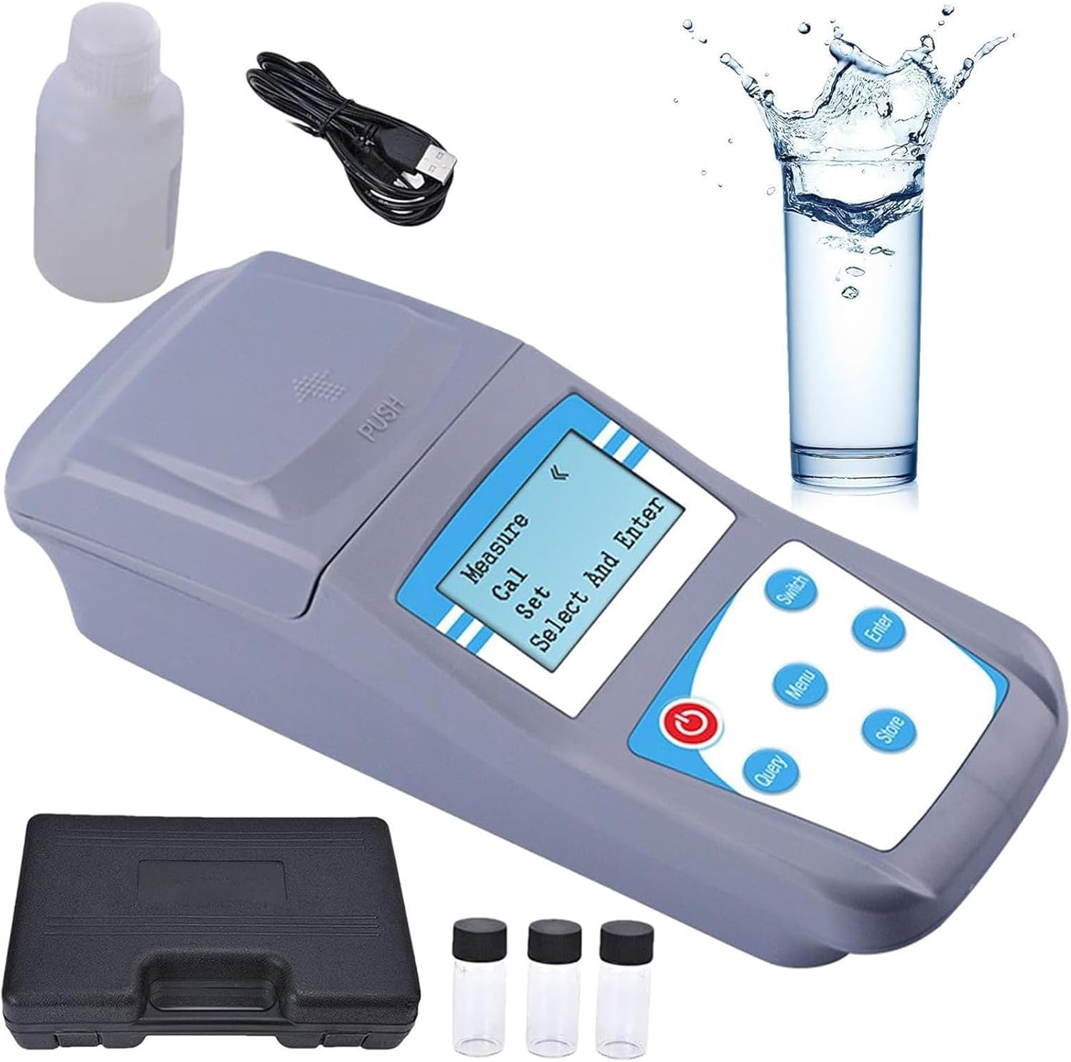 Portable Turbidimeter Turbidimeter Kit Turbidity Tester with 3 Glass Sample Bottles Range 0~1000NTU for Laboratory Water Treatment Wine Industry