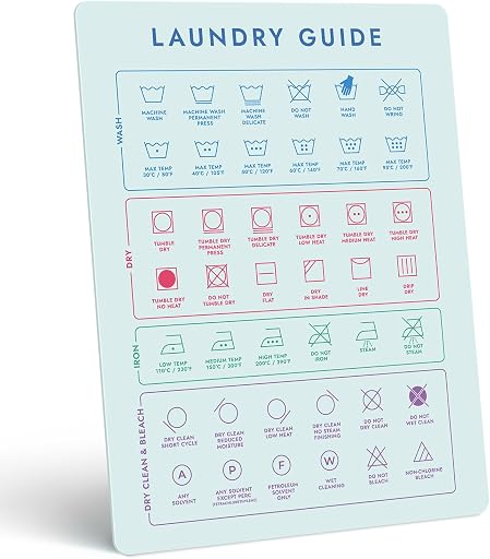 Laundry Symbols Magnet for Easy Clothing Care - Laundry Symbol Guide for Home, Dorms & Laundromats - Laundry Symbols Sign - Laundry Room Decor and Accessories - Laundry Sign for Laundry Wall Decor